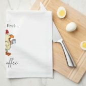 Aber First Coffee Funny Chicken Kittuch Geschirrtuch (Viertel Falte)