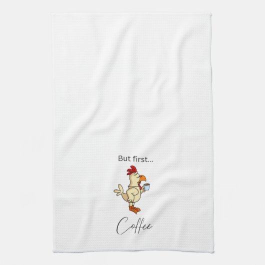 Aber First Coffee Funny Chicken Kittuch Geschirrtuch (Vertikal)