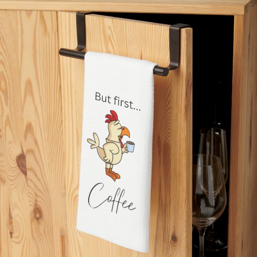 Aber First Coffee Funny Chicken Kittuch Geschirrtuch (Drittel gefaltet)