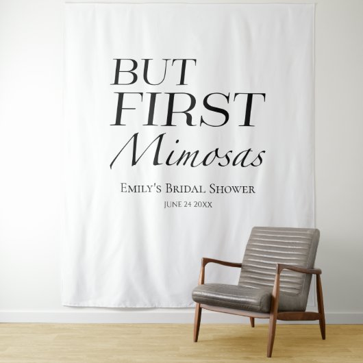 Aber First Mimosas | Hintergrund des Brautparty Wandteppich (Beispiel)