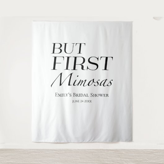 Aber First Mimosas | Hintergrund des Brautparty Wandteppich (Vorderseite)