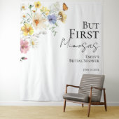 Aber First Mimosas | Hintergrund des Brautparty Wandteppich (Beispiel)