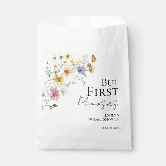 Aber First Mimosas | Wildblume Boho Brautparty Geschenktütchen (Vorderseite)