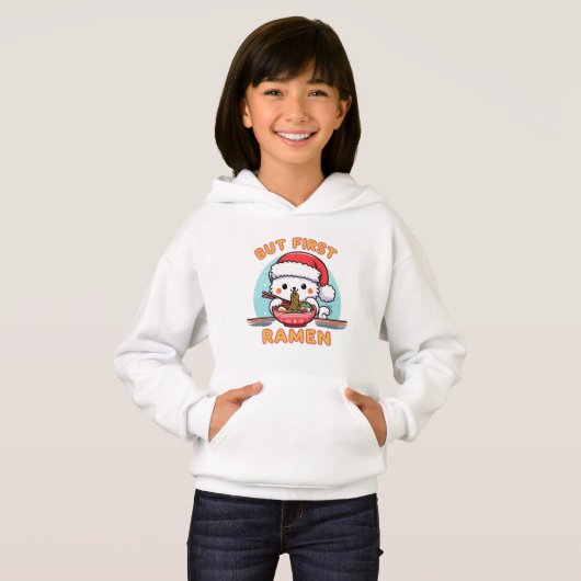 Aber First Ramen Weihnachten Weihnachtsmann Liebha Hoodie (Vorne ganz)