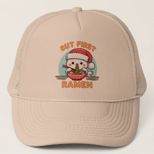 Aber First Ramen Weihnachten Weihnachtsmann Liebha Truckerkappe