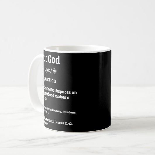 Aber Gott-Definition Kaffeetasse (Vorderseite Links)