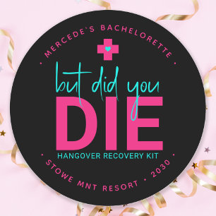 Aber hast du Neon Hot Pink Blue Hangover Kit Die? Runder Aufkleber
