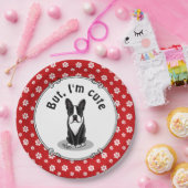 Aber ich bin Niedlich Boston Terrier (schwarz) Dog Pappteller (Party)