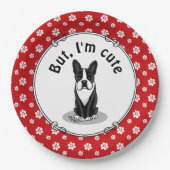 Aber ich bin Niedlich Boston Terrier (schwarz) Dog Pappteller (Vorderseite)