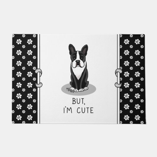 Aber ich bin Niedlich Boston Terrier (schwarzer) W Fußmatte (Vorderseite)