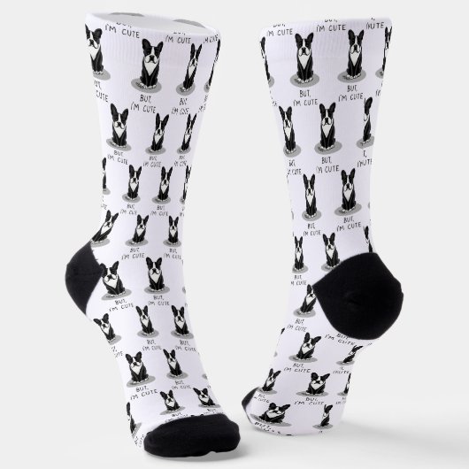 Aber ich bin Niedlich Boston Terrier (schwarzer) W Socken (Gewinkelt)