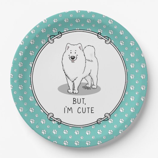 Aber ich bin Niedlich Samoyed Dog Funny Sammie Pappteller (Vorderseite)