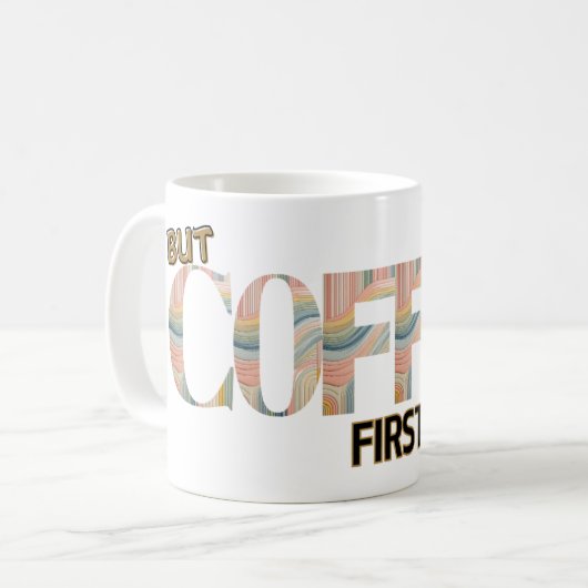 Aber Kaffee Erste Typografie farbig Kaffeetasse (Vorderseite Links)