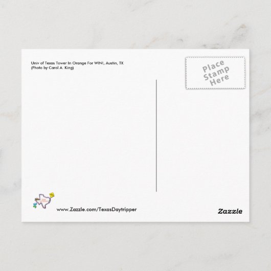 ABER Tower in Orange für WIN, Austin, TX Postkarte (Rückseite)