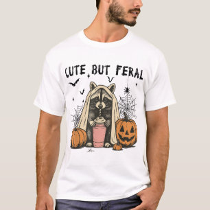 Aber wilde Halloween-Waschbär-Kaffee Gruselfrauen T-Shirt
