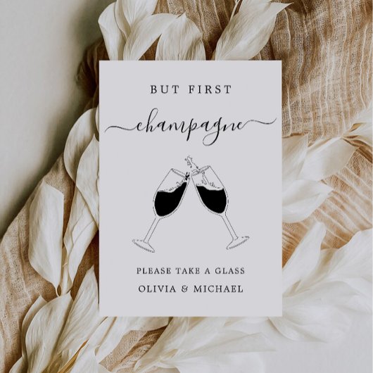 Aber zuerst, Champagner Minimalistisch Bar Sign Einladung