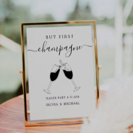 Aber zuerst, Champagner Minimalistisch Bar Sign Sockelschild