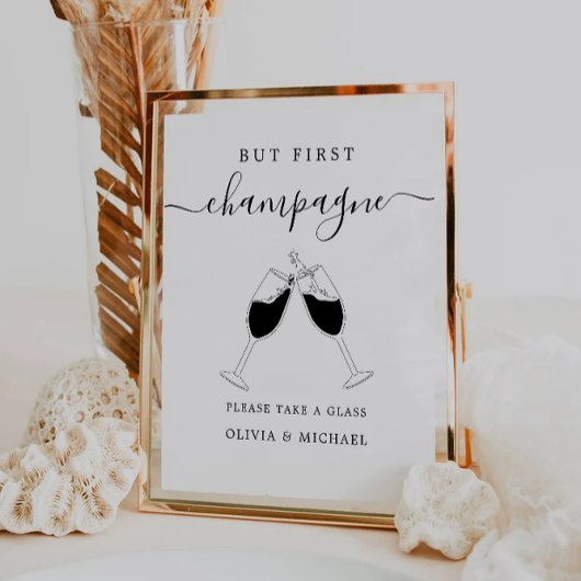 Aber zuerst, Champagner Minimalistisch Bar Sign Sockelschild