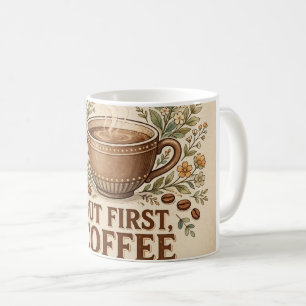 Aber zuerst, Coffee Floral Vintage-Mug-Design Kaffeetasse