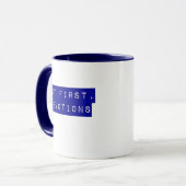 Aber zuerst, die Hingabe blauer Tasse (Vorderseite Links)