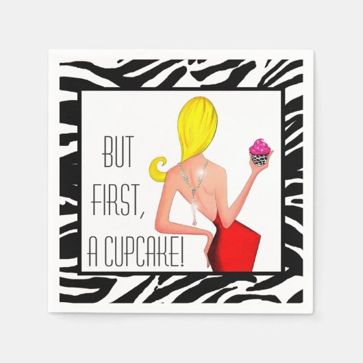 "Aber zuerst ein Cupcake!" DIVA Cocktail Napkins Serviette (Vorderseite)