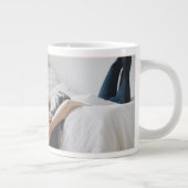 Aber zuerst Kaffee Blush hinzufügen Foto und Name Jumbo-Tasse (Rechts)