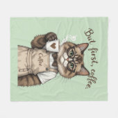 Aber zuerst, Kaffee Chat Fleecedecke (Vorderseite (Horizontal))