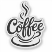 Aber zuerst Kaffee | Chic Moderne Skript-Typografi Aufkleber (Vorderseite)