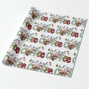Aber zuerst Kaffee Frohe Weihnachten Geschenkpapier