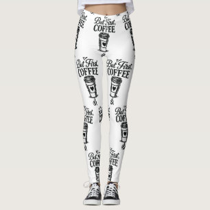 Aber zuerst Kaffee Kaffeetassen-Muster-Leggings Leggings