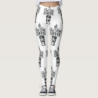 Aber zuerst Kaffee Kaffeetassen-Muster-Leggings Leggings