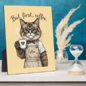 Aber zuerst Kaffee Katze Fotoplatte (Seite)