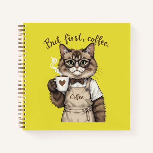Aber zuerst, Kaffee Katze Notizblock (Vorderseite)
