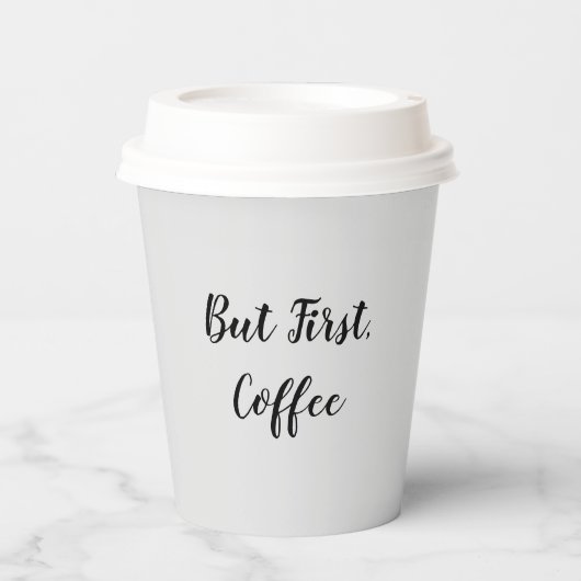 Aber zuerst: Kaffee leer Pappbecher (Vorderseite)