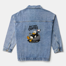 Aber zuerst Kaffee Lustige Denim Jacke Kaffee Gesc
