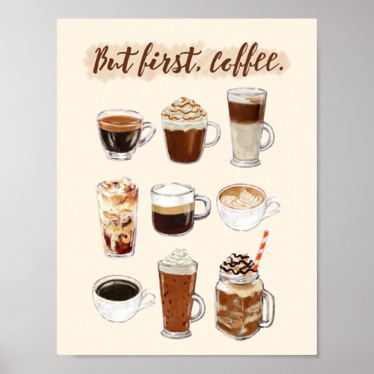 "Aber zuerst, Kaffee" Poster (Vorne)