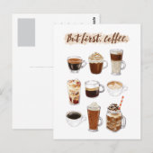 "Aber zuerst, Kaffee" Postkarte (Vorne/Hinten)