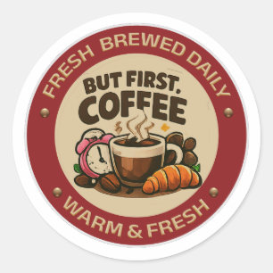 Aber zuerst Kaffee Vintage Cafe Aufkleber