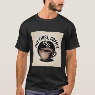 "Aber zuerst, Kaffee" Vintage Gravur Stil Tasse De T-Shirt