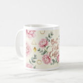 Aber zuerst Kaffeetasse | Florale Rosen-Gold-Kaffe (Vorderseite Links)