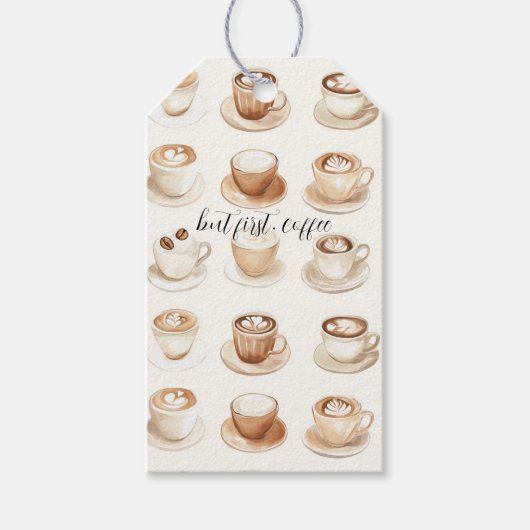 Aber zuerst, Kaffeetassen Geschenkanhänger (Vorderseite)
