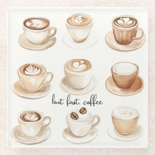 Aber zuerst, Kaffeetassen Glasuntersetzer (Vorderseite)