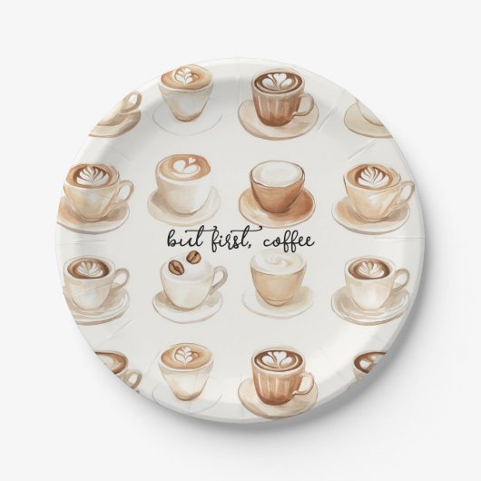 Aber zuerst, Kaffeetassen Pappteller (Vorderseite)