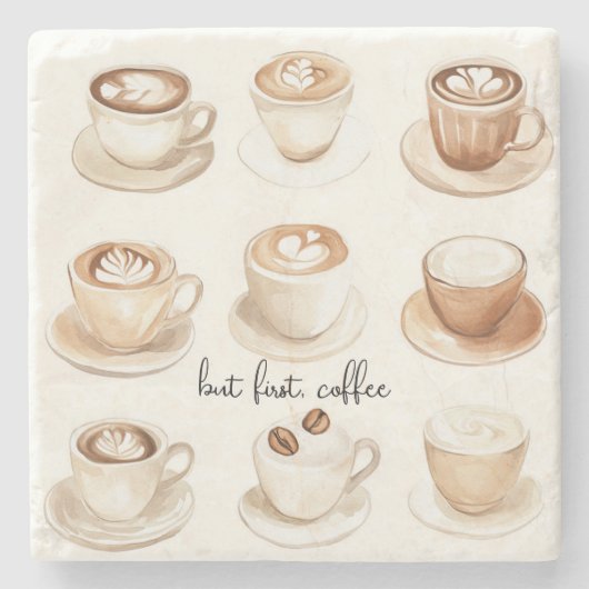 Aber zuerst, Kaffeetassen Steinuntersetzer (Vorderseite)
