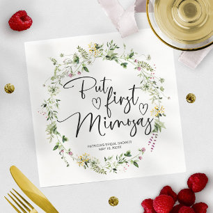 Aber zuerst Mimosas Wildblumen-Junggesellinnen-Abs Serviette