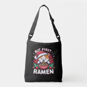 Aber zuerst Ramen, Niedliche Katze mit Weihnachtsm Tragetaschen Mit Langen Trägern