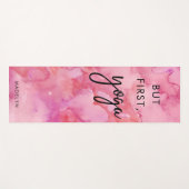 Aber zuerst, rosa Aquarell des Yoga-| und Skript Yogamatte (Vorderseite (Horizontal))