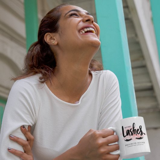 Aber zuerst Wimpern | Wimperntechniker Monogramm Kaffeetasse