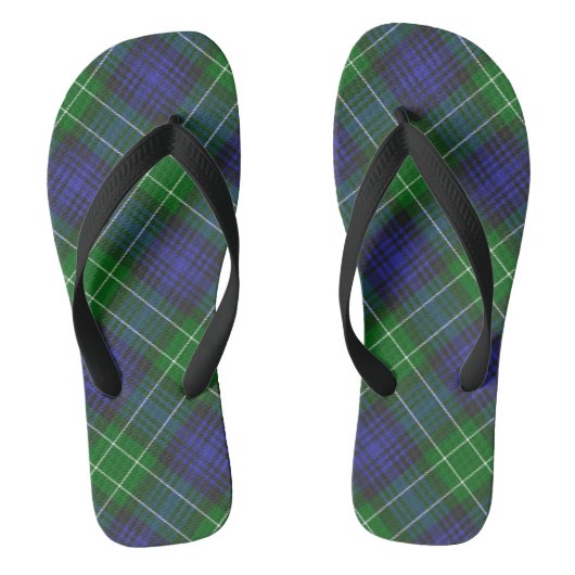 Abercrombie Blue Green Tartan Kariert schottisch Badesandalen (Fußbett)