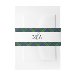 Abercrombie Blue Green Tartan Kariert schottisch Einladungsbanderole